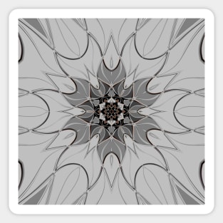 Cartoon Mandala Flower Grey Sticker